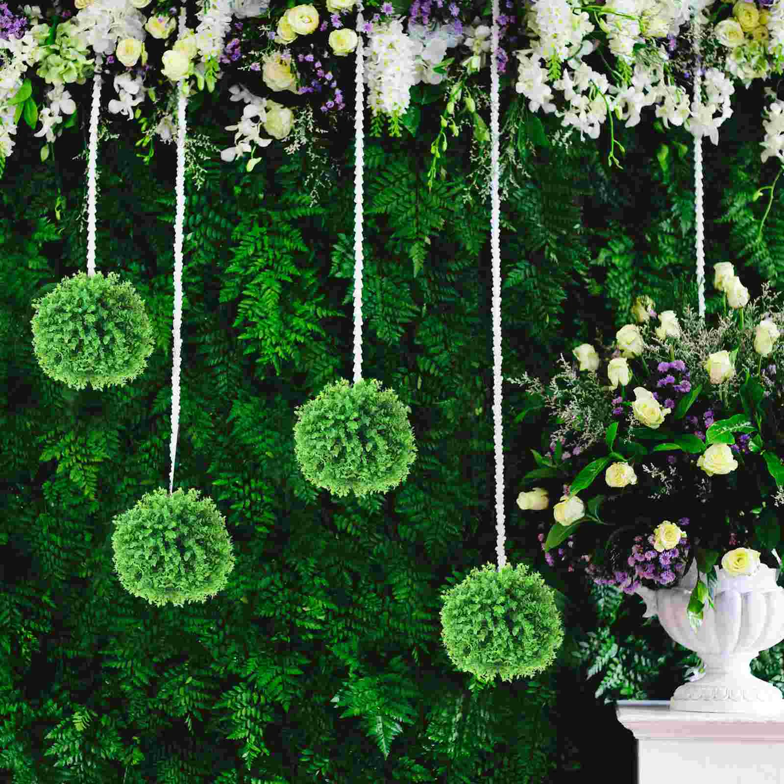 

Decorative Ceiling Ornaments Simulation Balls Green Leaf Topiary Fake Grass