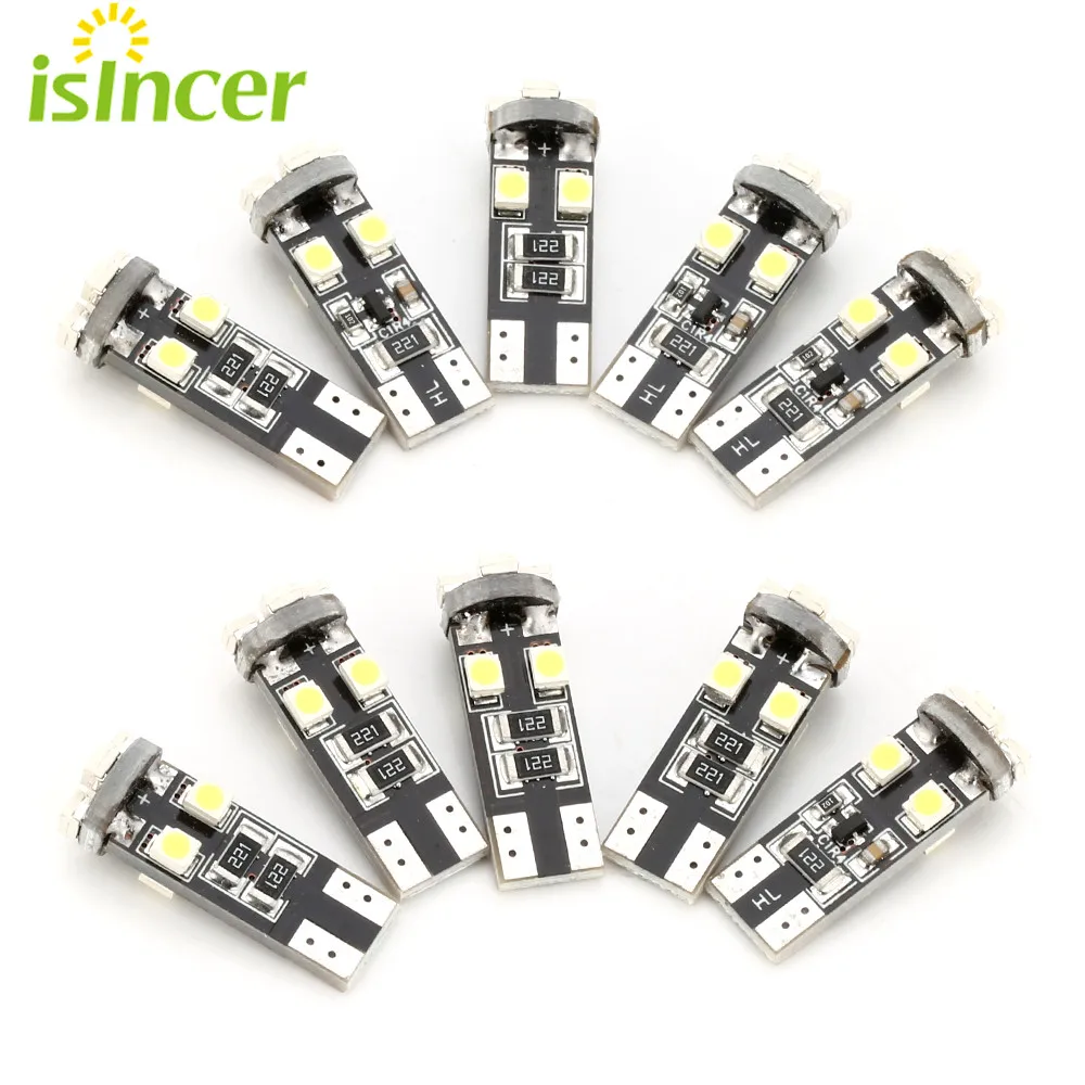 

10 шт., автомобильные светодиодсветодиодный лампы T10, Canbus W5W 8-SMD