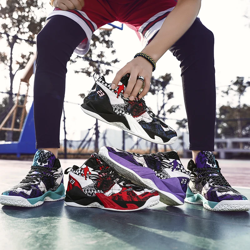 Unisex Sneakers Men's Basketball Shoes Fashion Graffiti Shoes Male Comforthable Sports Shoes Gym Training Athletic Shoes Women