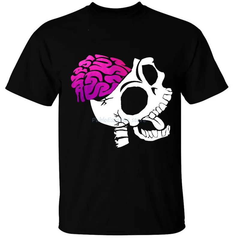 

Skeleton Brains T-Shirt Mens S-5XL Rock Goth Skull Zombie Biker Vintage Graphic Tee Shirt Loose tops for him plus size teeshirt