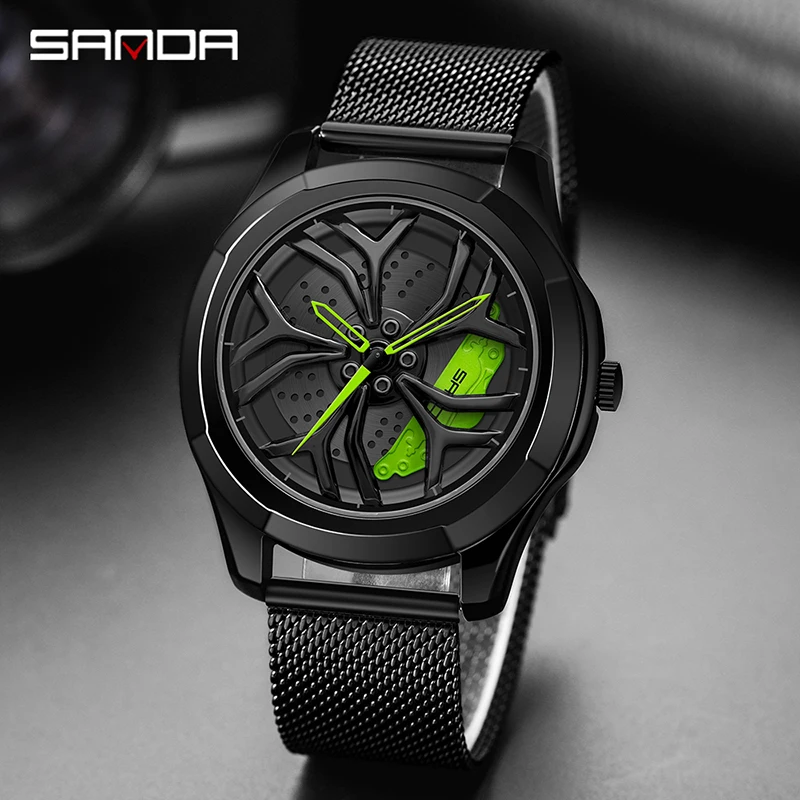 

Hot Sell Fashion Car Wheel Men Watches Classic Limited Edition Watch Stainless Wheel Dial Quartz Wristwatch Relogio Masculino