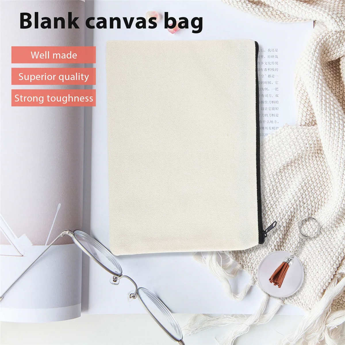 

10 Pieces Sublimation Blanks Pouch DIY Heat Transfer Makeup Bags Iron on Transfer Zipper Canvas Pen Case for Women Kids