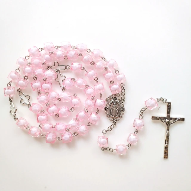 Rosa Platz Religion Rosenkranz Halskette Hängen Anhänger - AliExpress