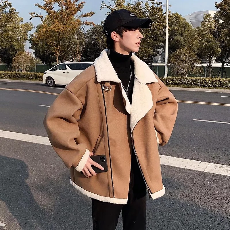 Winter Jacket Men Warm Fashion Retro Casual Thickened Lamb Hair Jacket Men Streetwear Korean Loose Thick Short Coat Mens Parker