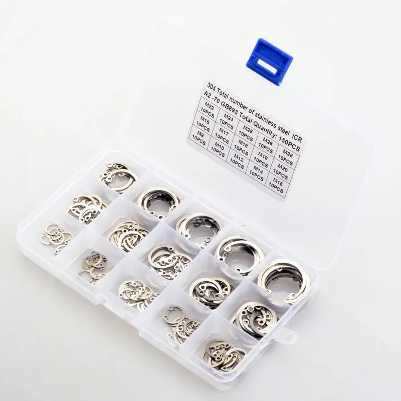 150 шт. набор внутренних стопорных колец типа C из нержавеющей стали 304 с