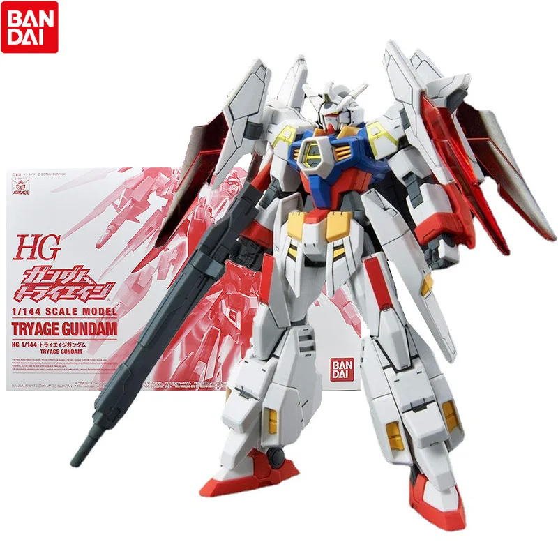 

Bandai Genuine Gundam Model Kit Anime Figure HG 1/144 Tryage Gundam Collection Gunpla Anime Action Figure Toys for Children