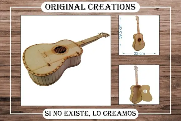 

Guitar Laser Cut Graphic DIY laser cutting Vector template multilayer panel designed for laser cutting