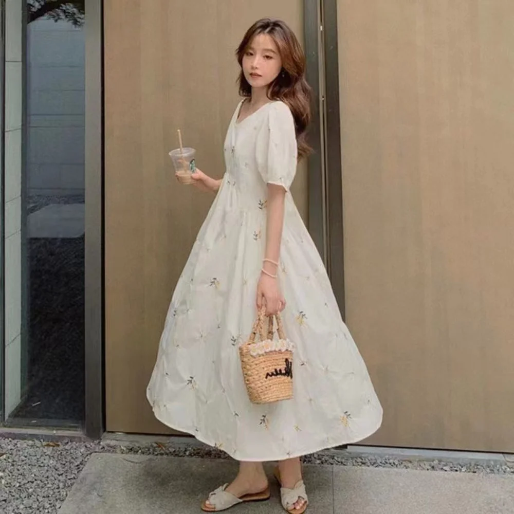 Pregnacy Dress Bowknot Dress Women Bubble Sleeves Chiffon Small Flower Printing Maternity Clothing Pregnant Woman Clothes enlarge