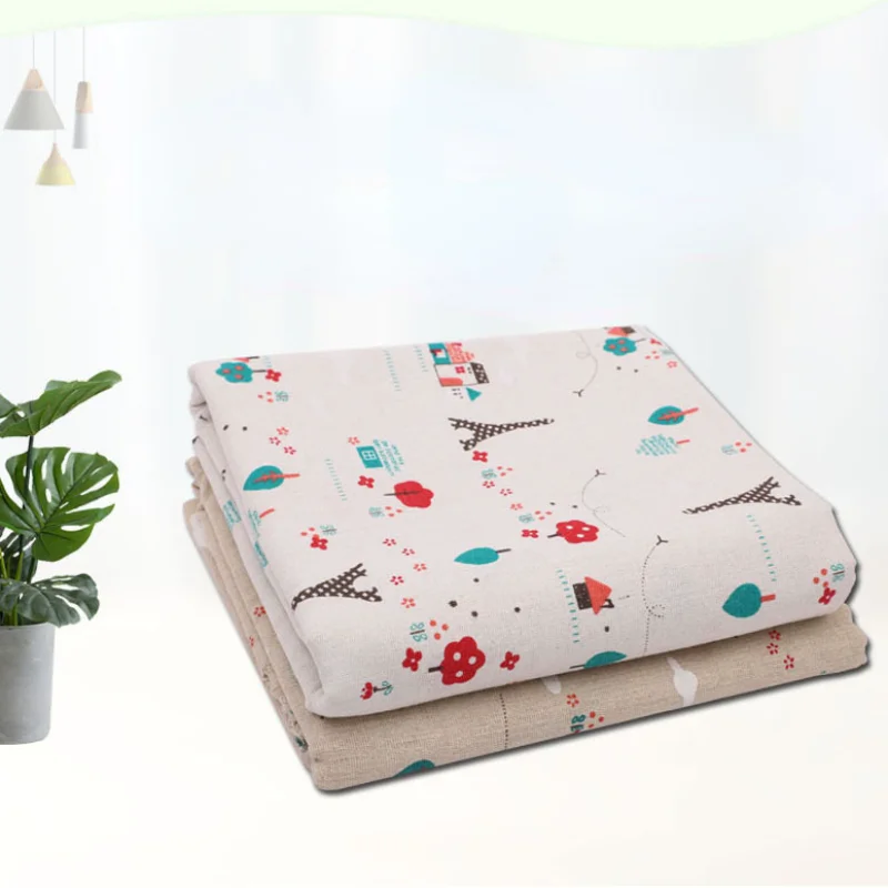 

Cartoon Printed Linen Cotton Fabric Patchwork Sewing Canvas Material Cotton Linen Fabric for Handmade Textile Pillow Width 150cm