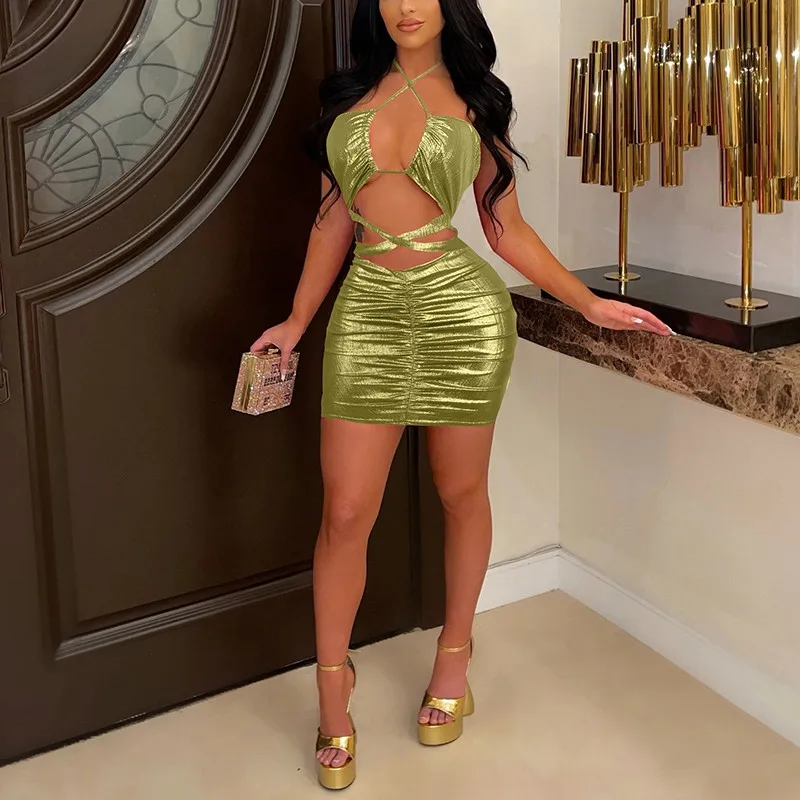 Женское сексуальное облегающее платье лето 2022 женское плиссированное без