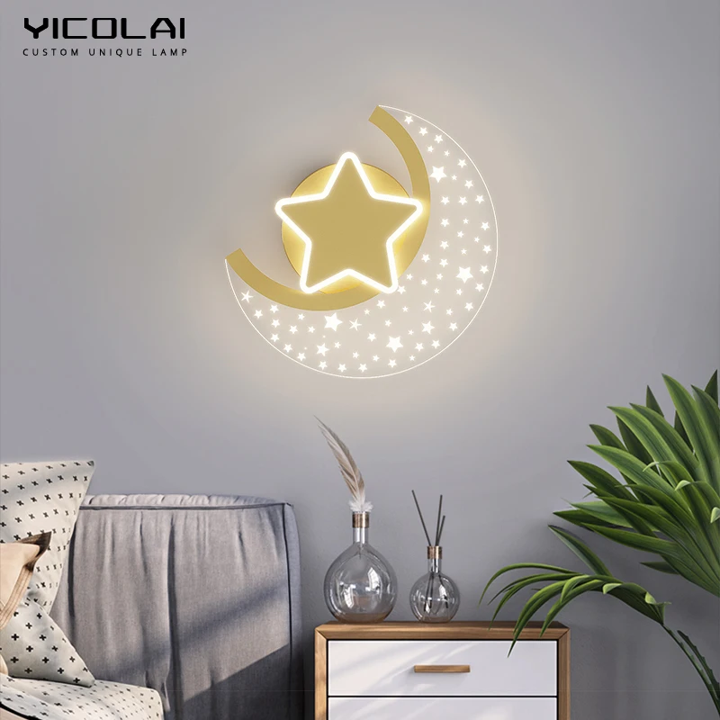 

Modern LED Wall Lamps for home entrance Bedroom 2 packed Luster Dropshipping Indoor lamps lighting bedside moon star shape de