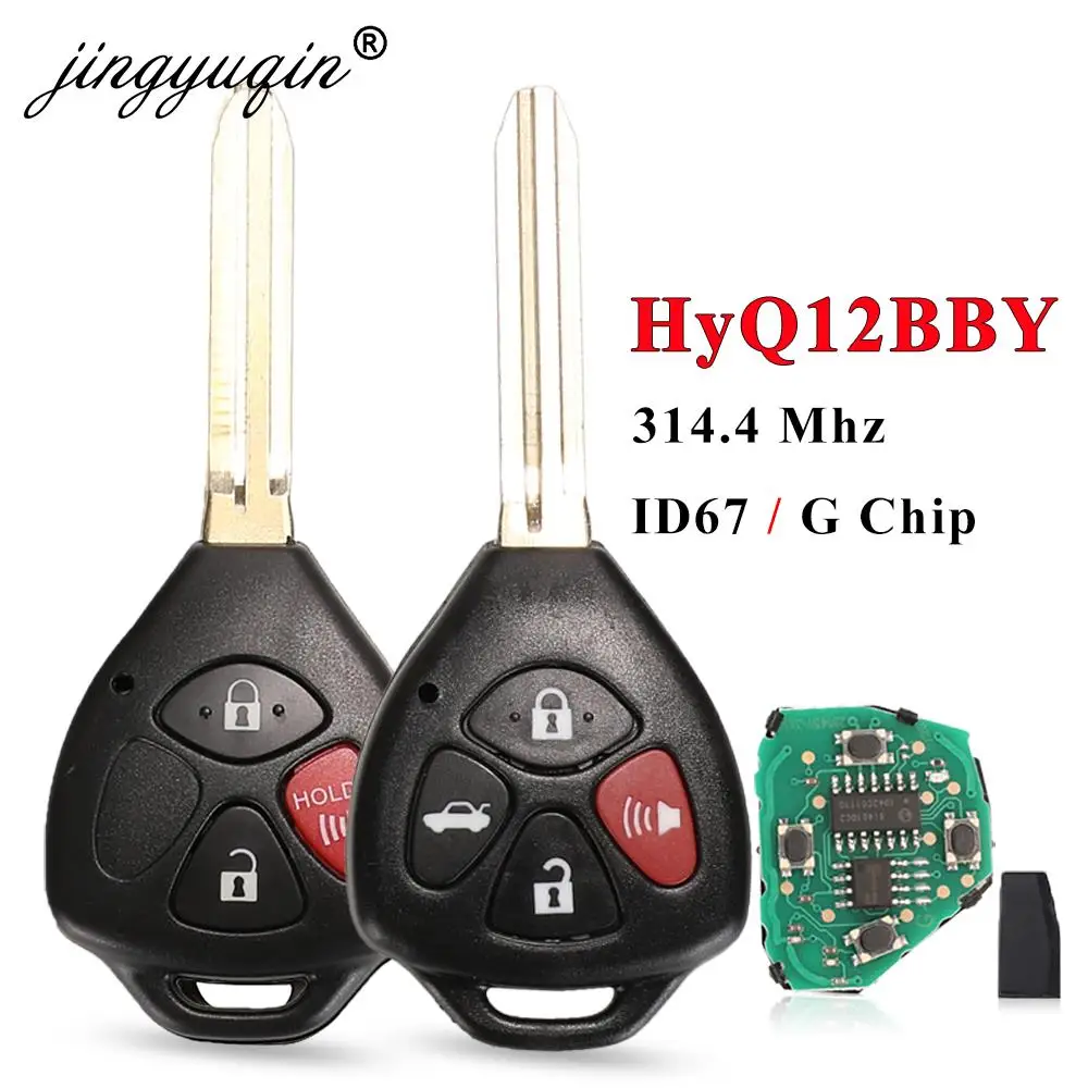 jingyuqin HyQ12BBY 314.4 Mhz ID67 3/4 Buttons Car Remote Key for Toyota Camry Avalon Corolla Matrix RAV4 Yaris Venza tC/xA/xB/xC