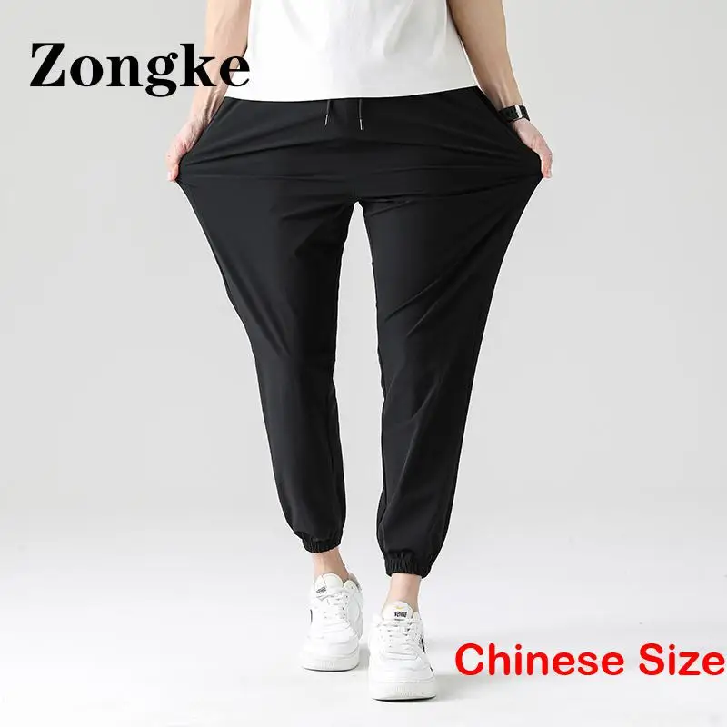 

Zongke Solid Ice Silk Pants Korean Style Dropshipping Sweatpants Jogger Man Hip Hop Pant Harajuku Male Clothes 3XL 2023 Spring