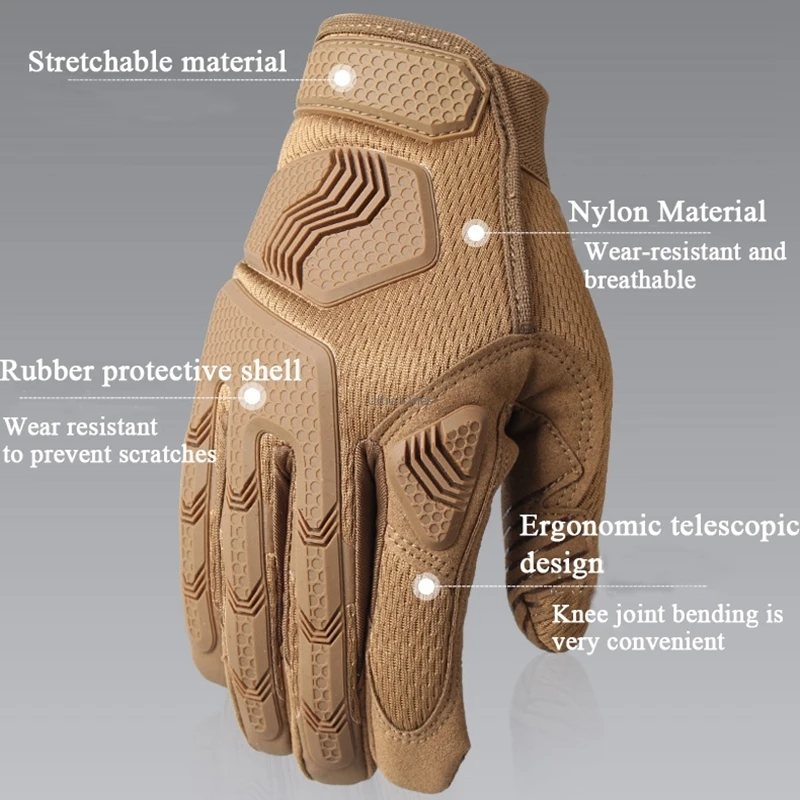 Тактические перчатки с закрытыми пальцами военные износостойкие для езды на