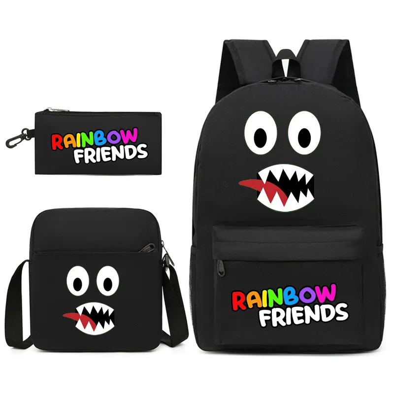 

Rainbow Friends Three-piece School Bag Male and Female Students Backpack Printed Sports Backpack Lightening zipper