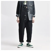 fashion men pants pocket overalls mens japanese jumpsuit suspenders solid overalls pants loose casual men clothing