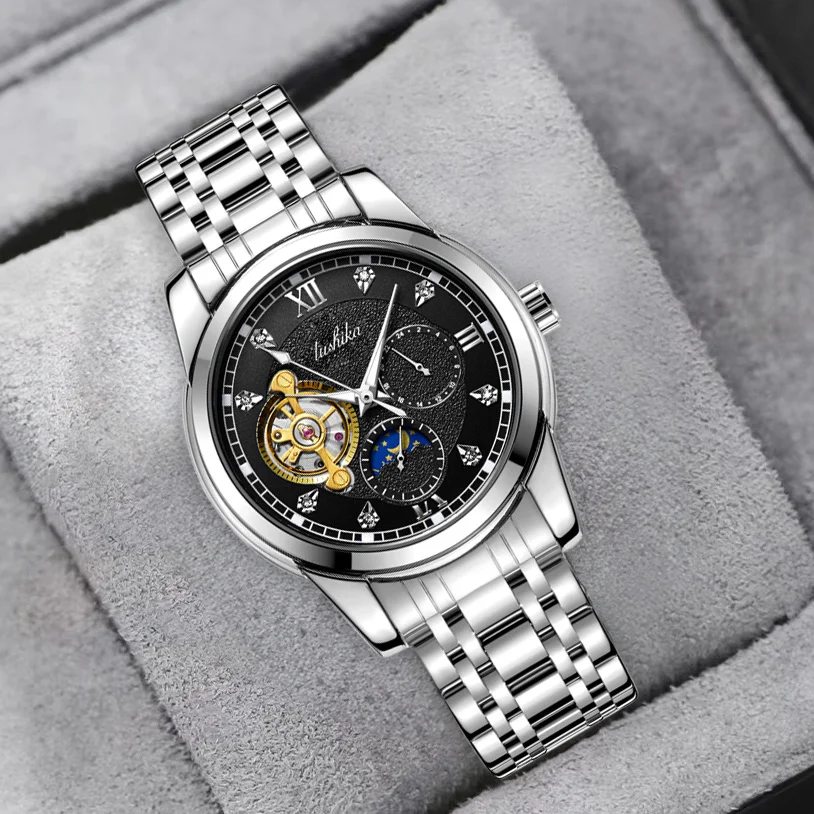 

Relogio Masculin LIGE New Mens Watches Top Brand Luxury Automatic Mechanical Watch Men Leather Waterproof Watch Week Clock+Box