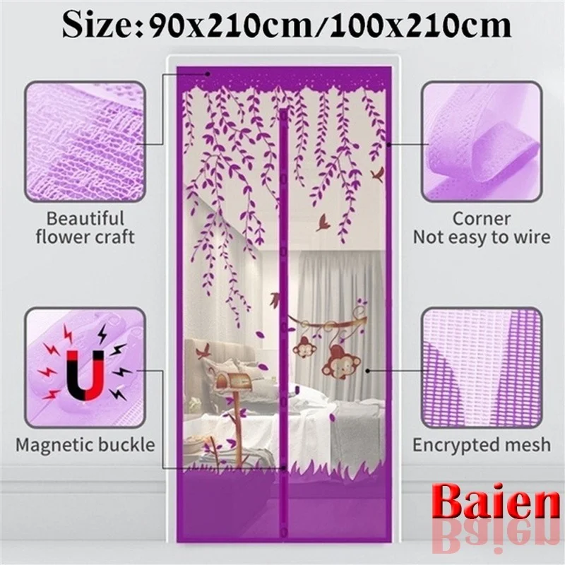 

90x210cm/100x210cm Magnetic Automatic Closing Door Mesh Anti Mosquito Insect Screen Netting Curtains Screen Door Magnetic