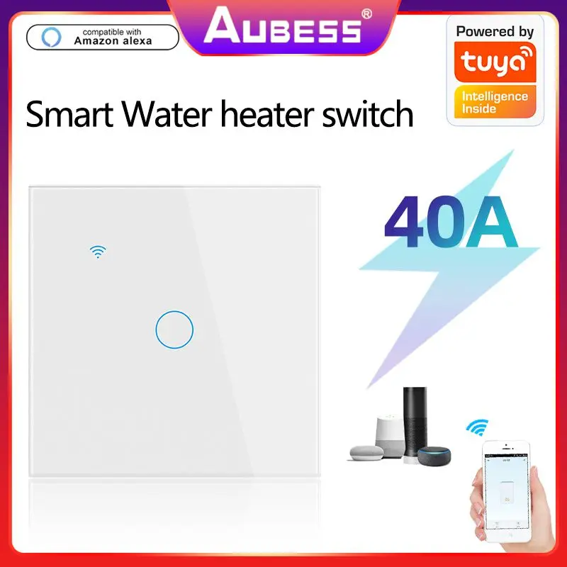 

Wifi Water Heater Boiler Touch Switch Tuya 40a 8000w Smart Switch Support Alexa Google Home Voice Control Touch Panel Timing