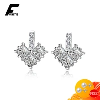 trendy 925 silver jewelry earrings geometric zircon gemstone stud earring for women wedding engagement party ornaments wholesale