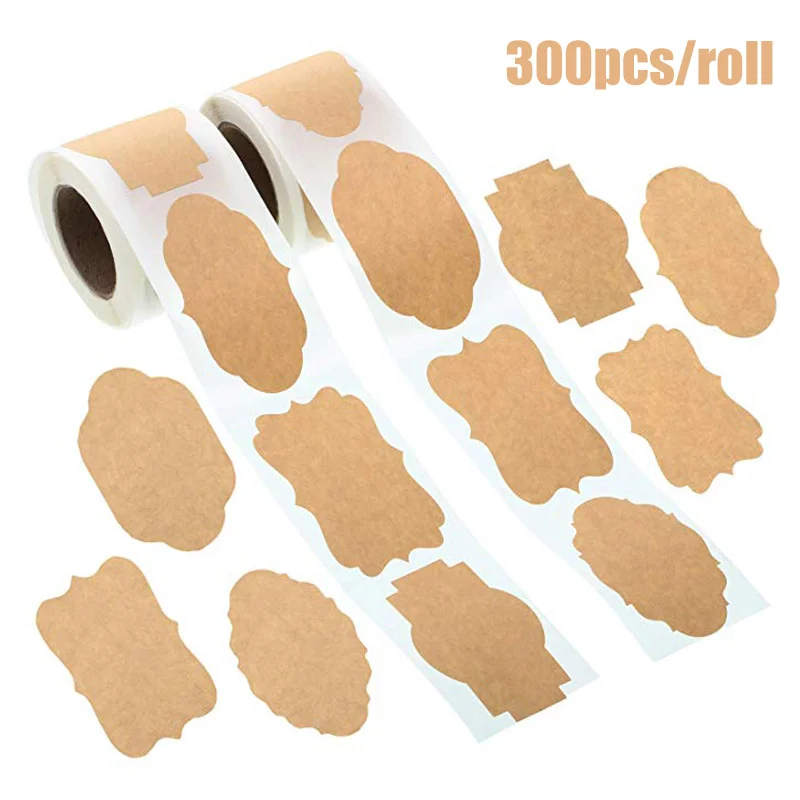 

300Pcs Kraft Stickers Paper Labels Blank Christmas Gift for Jar Candle Glass Bottle Office Classification stationery sticker