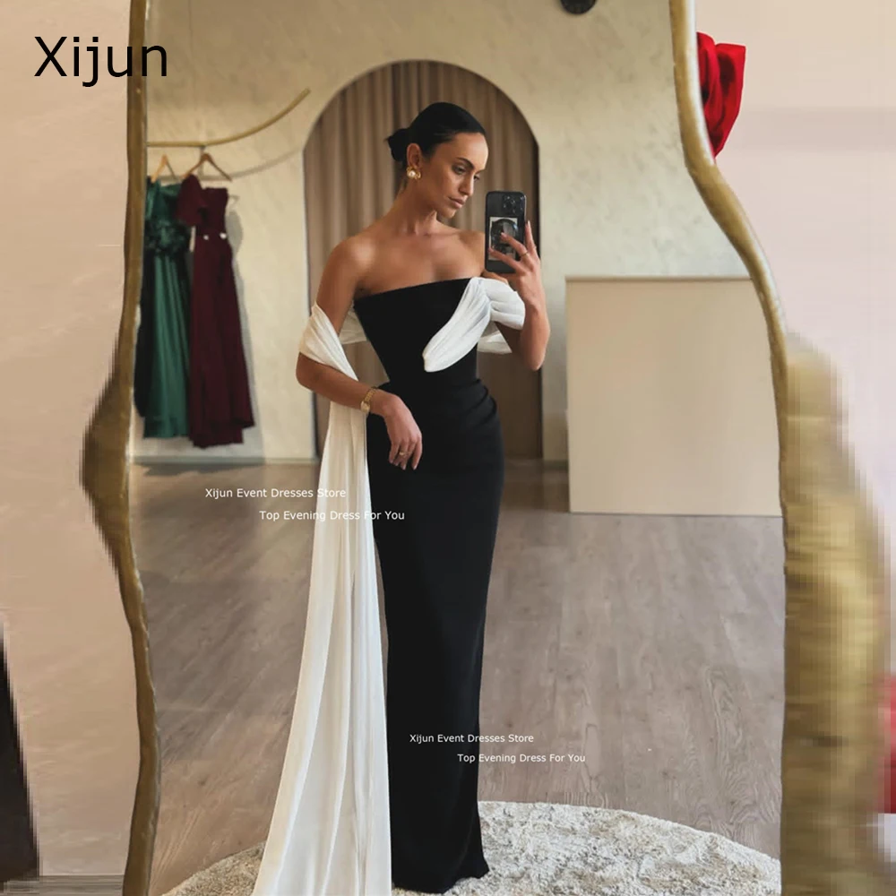 Xijun Elegant Black Mermaid Evening Dresses Off The Shoulder Formal Prom Floor Length Gowns Customized 2024 Women