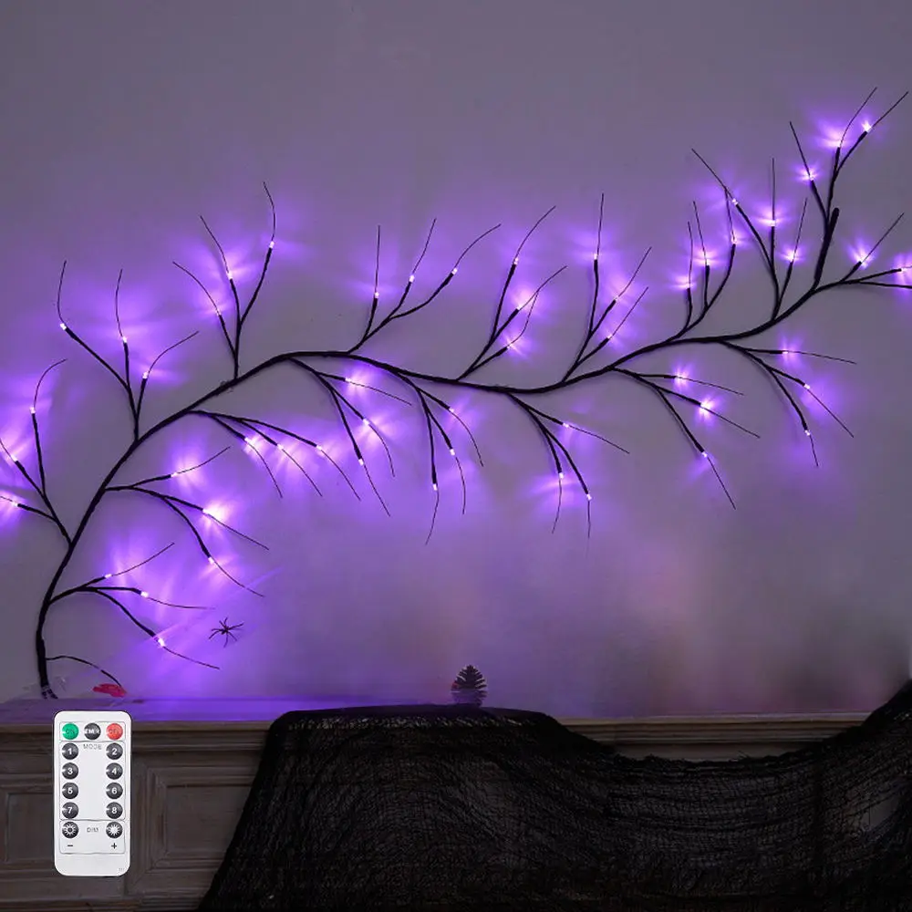 

Halloween Rattan Lamp LED Simulation Branch Light Spider Bat Pumpkin Atmosphere Lamp Horror Ghost Festival Decor Indoor