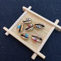 10pcs bohemian shell conch golden color devils eye bracelet charm bead used for diy making bracelet earring accessories