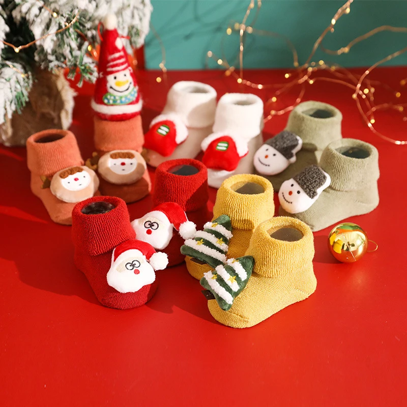 

Baby Christmas Socks Winter Warm Terry Sock for Newborn Infant Cute Cartoon Cotton Anti Slip Floor Socks Xmas Gift