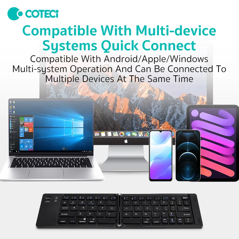Складная Bluetooth-клавиатура COTECi — Беспроводная Бесшумная Портативная