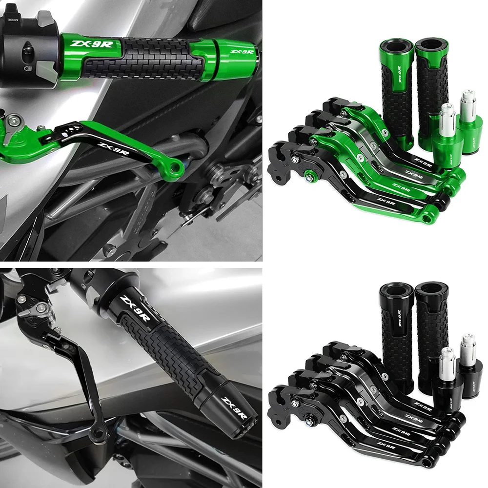 

7/8" Non-slip Rubber & Aluminum Handlebar Handle Bar Grips Ends Cover Clutch Brake Levers Set For KAWASAKI ZX9R ZX-9R 1998 1999