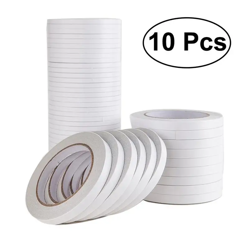 

10Pcs 0.5x800cm Double-Sided Adhesive Tape for Arts Crafts Photography Scrapbooking Wrapping Office School Stationery Supplies