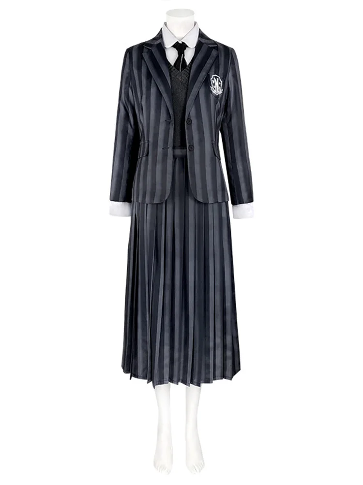 Movie Wednesday Cosplay Dresses Wednesday Addams Costume Gothic Wind Adult Dress Halloween School Uniform