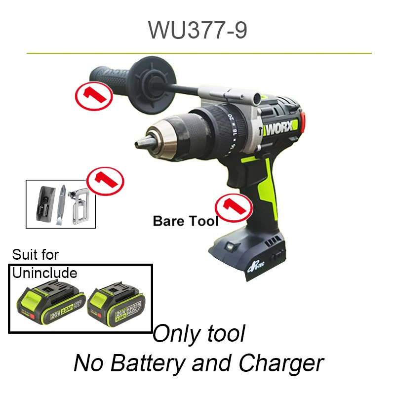 

Беспроводная ударная дрель WORX WU377 20V