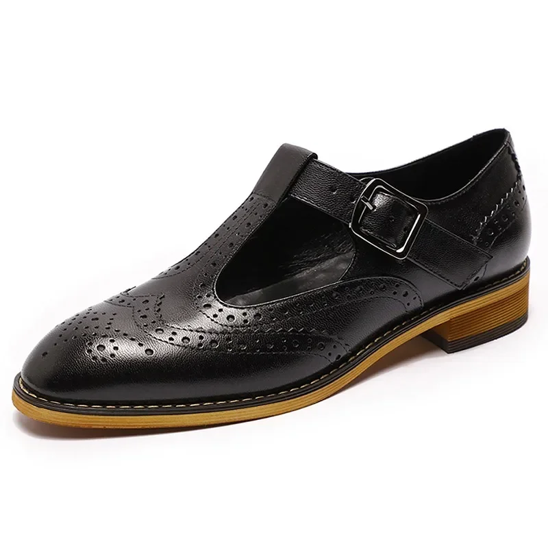 Женские туфли из натуральной кожи туфли-лодочки в британском ретро стиле Туфли