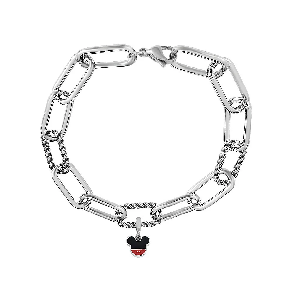 

2022 Classic Red & Black Enamel Minnie Pendant Charm Bracelet New Arrivals Heart Mickey Minnie Cartoon Bead Bracelets for Girl