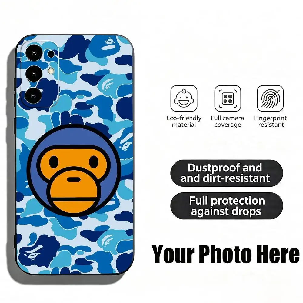 Фото Чехол для телефона Streetwear Monkey Bape, черный, силиконовый, мягкий, для Samsung S25, S24, S21, S22, S23, S30, Ultra, S20, Plus, Fe, Lite №2