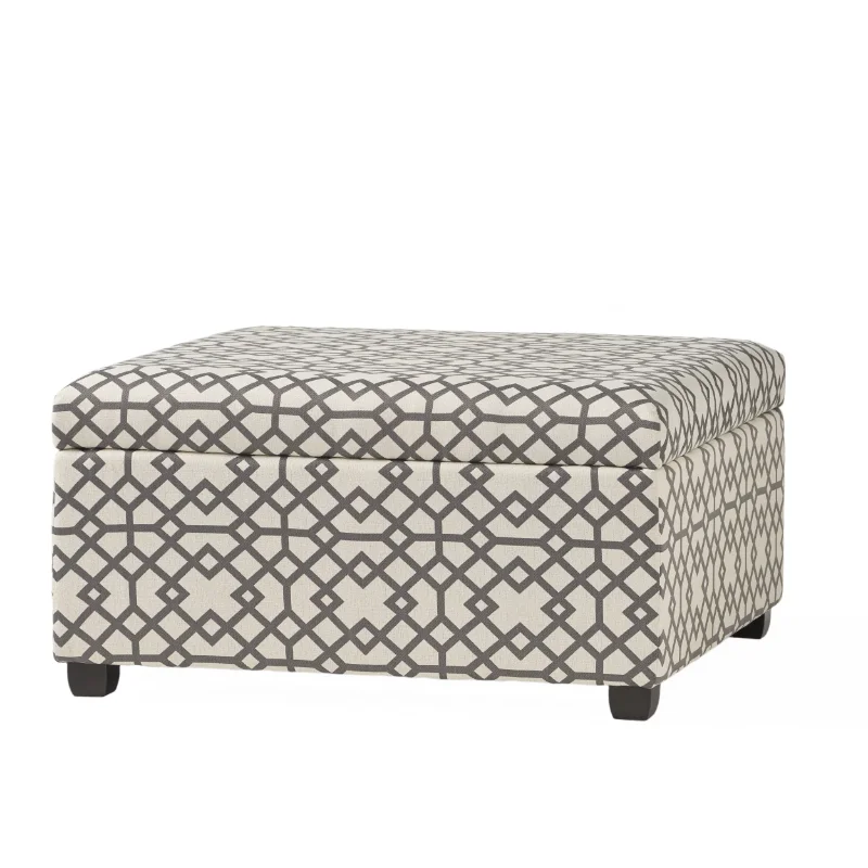 

Noble House Bessley Square Lift Top Ottoman, Grey Geometric