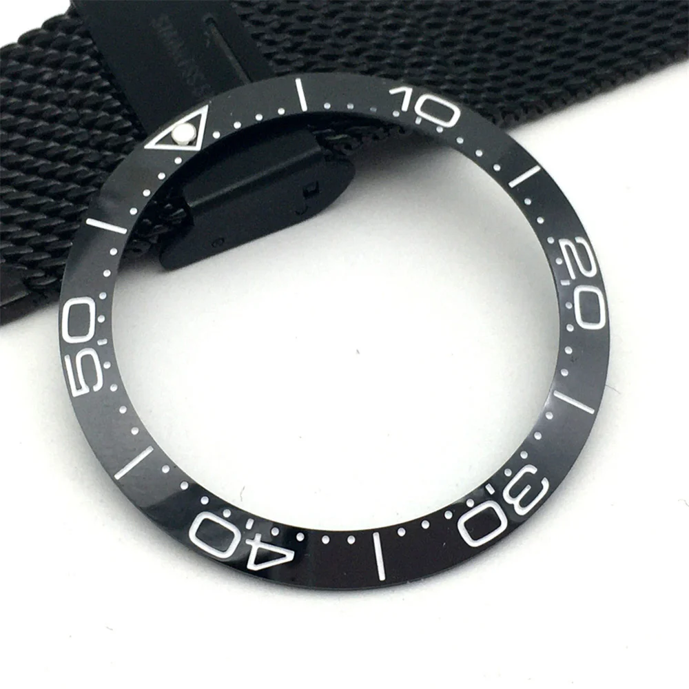 

38/ 30.8mm Luminous Bead Black Blue Ceramic Bezel Universal Flat Watch Ring Insert Watch Replacement Parts