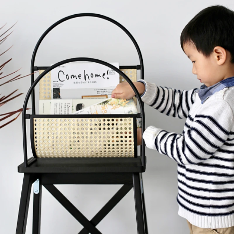 

Vine Weaving Design Shelf Retro Desk Organizer Iron Bracket Storage Holders & Racks Magazine Newspaper