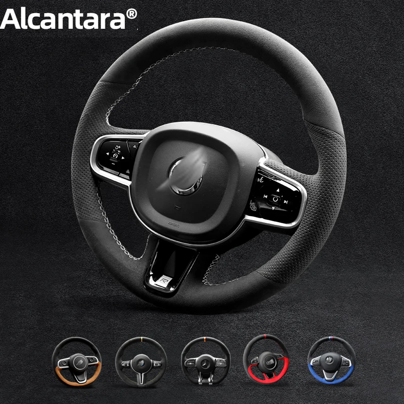 

Индивидуальная обложка чехол рулевого колеса автомобиля Ручное шитье замша Алькантара для Volvo Xc60/s90/s60/xc40/xc90/s60l/s80l
