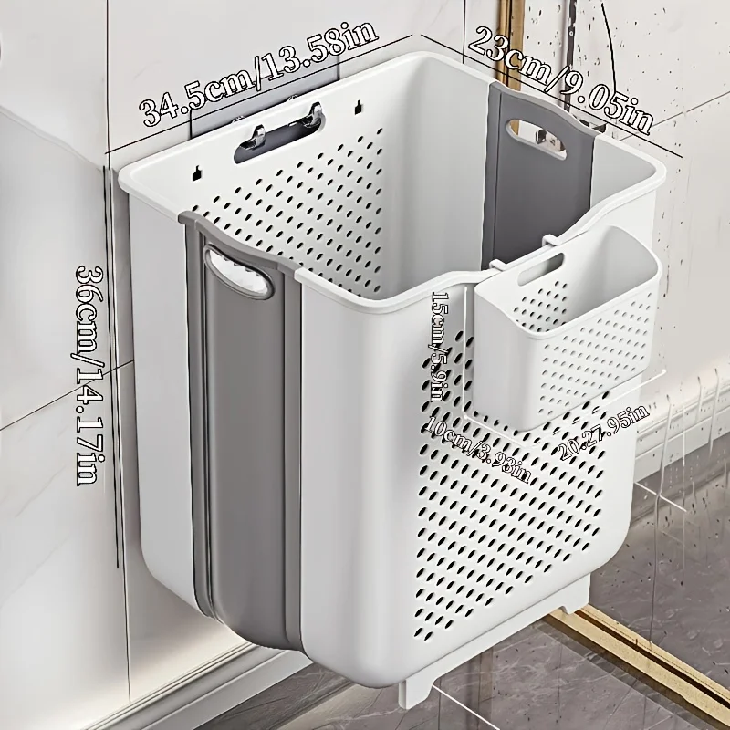 Белая складная настенная корзина для белья — многофункциональная подвесная корзина для ванной и прачечной, современный дизайн