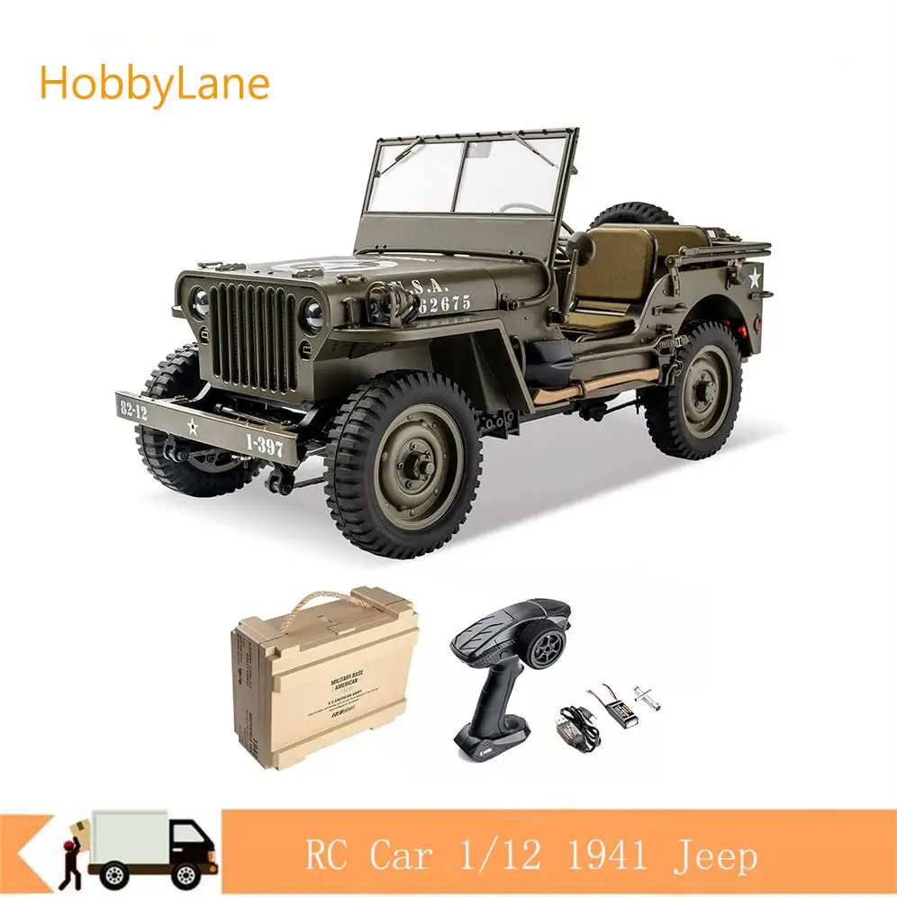 

FMS Радиоуправляемый автомобиль 1/12 1941 МБ скалер Willys Jeep RTR с дистанционным управлением гусеничный военный грузовик 4x4 внедорожник детская игр...