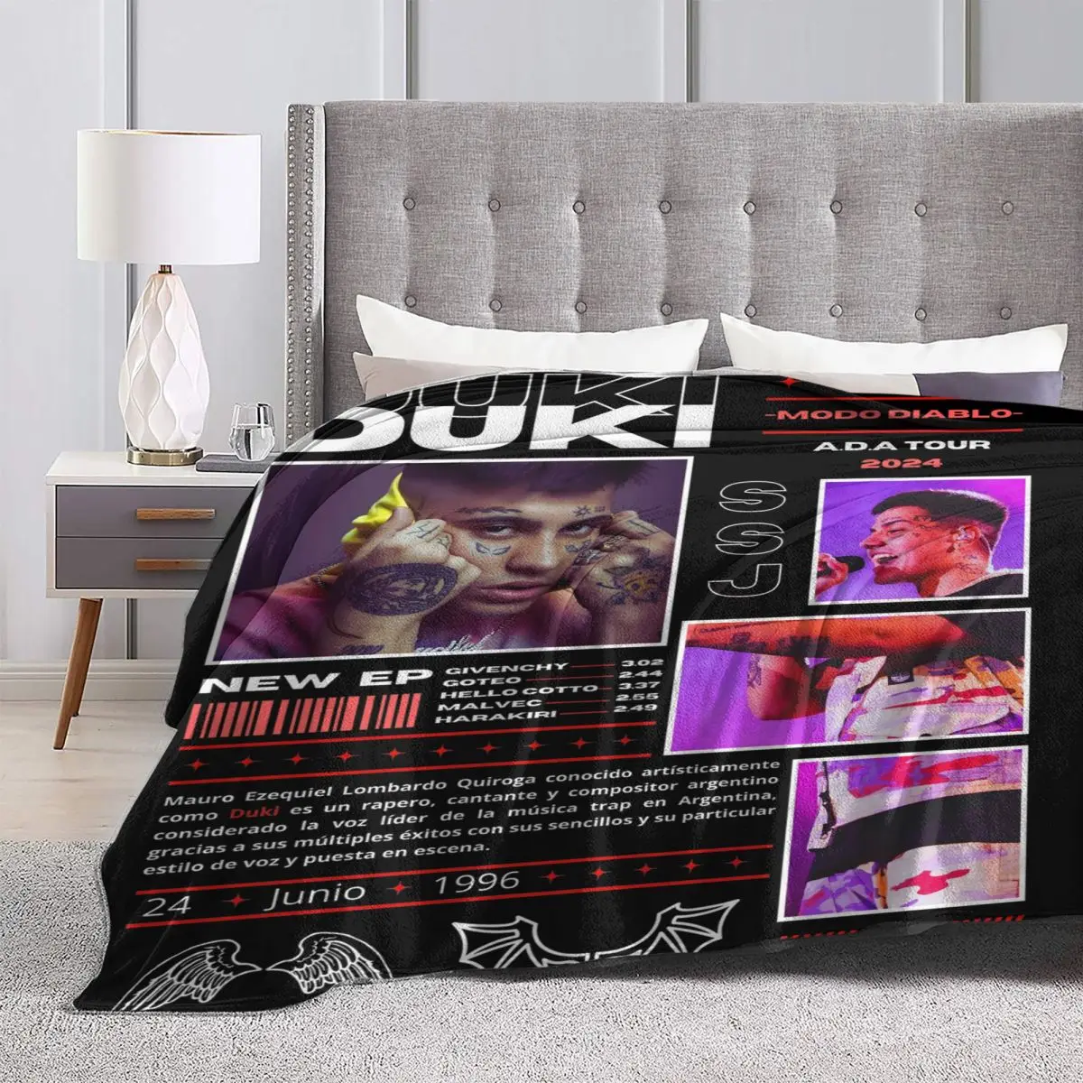 Плед Duki Singer Rapper флисовое текстильное украшение альбом Tour 2024 уютные супер мягкие