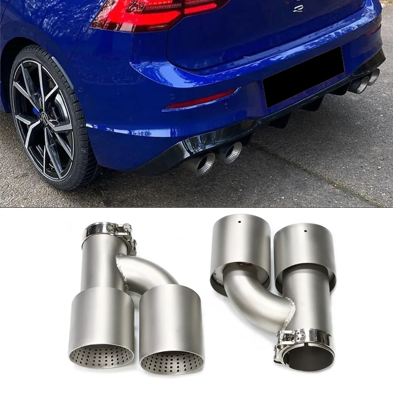 1 Pair Matte Stainless Steel Dual Exhaust Tip Universal Exhaust System Muffler Tip Y Shape Nozzle For Golf R MK7 GTI Exhaust