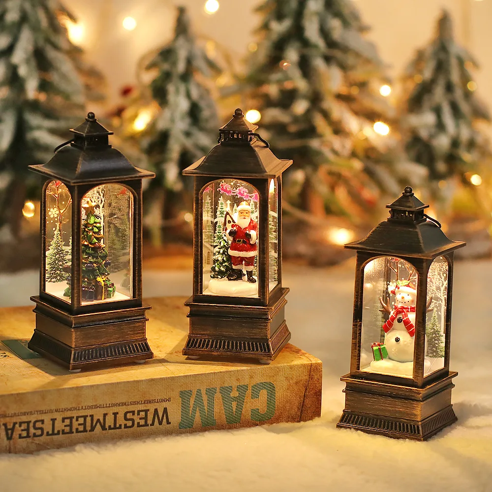 

Christmas Wind Lamp Table Lamp Small Night Lamp LED Candle Lights Garden Yard Decorations Snowman Decor