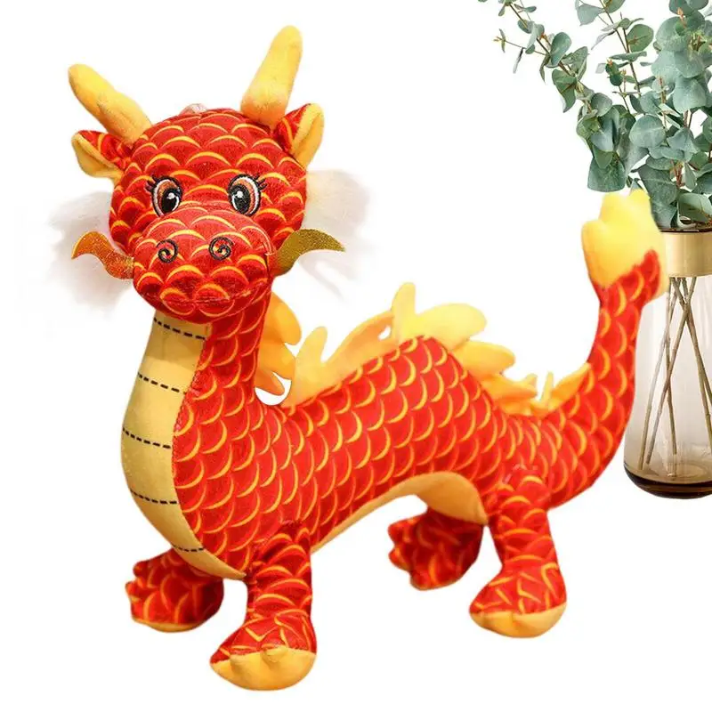 

Stuffed Dragon Plush Chinese Dragon Year 2024 Dragon Plushie Unique Stuffed Animal Toy Present For Kids Teen Decor Collection