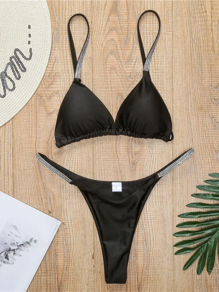 Бриллиантовые купальники для женщин 2024 сексуальные розовые микро бикини