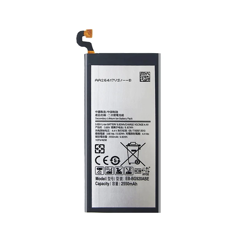 Мобильный телефон батареи для Samsung GALAXY S6 EB-BG920ABE G920F G920i G920A G920V G9200 G9208 G9209 2550mAh