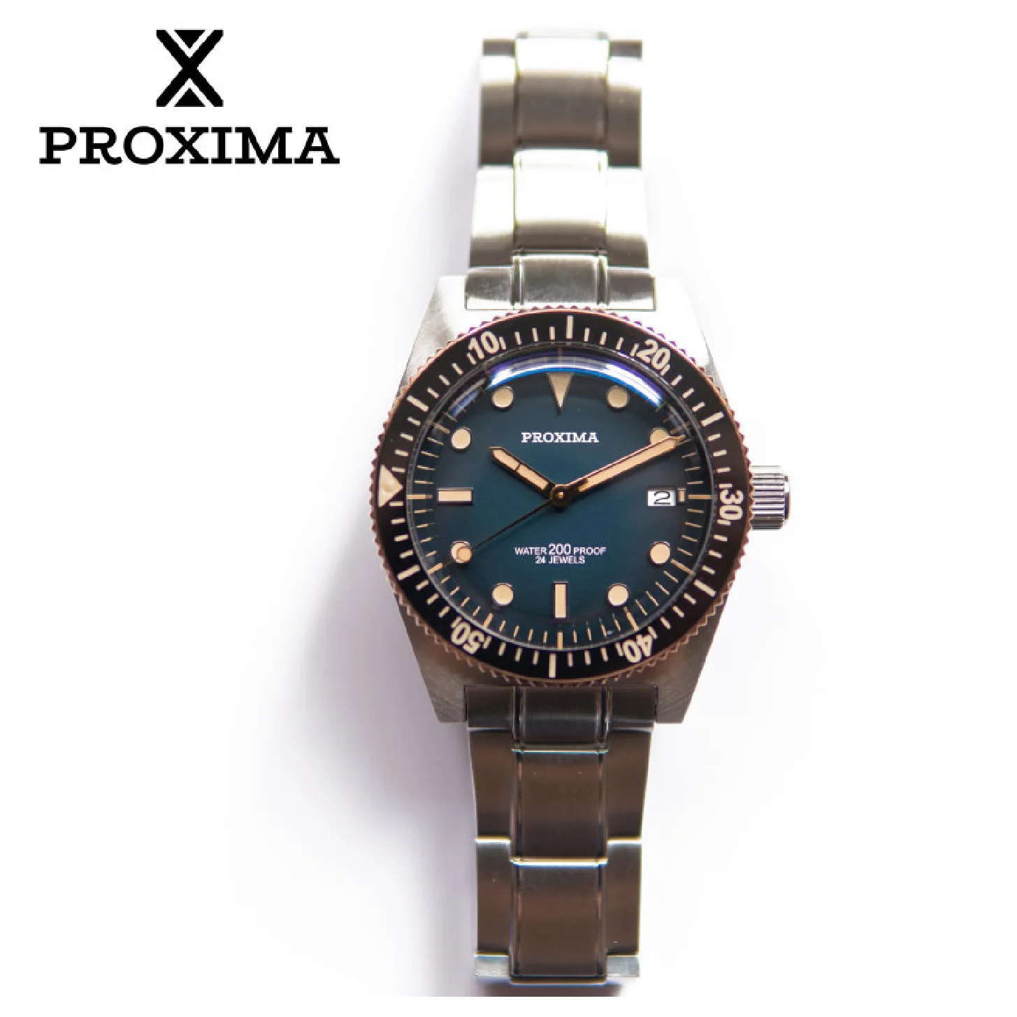 

Proxima Luxury Fashion Dress Watch Men Automatic 20ATM Diver Wristwatch Super Luminous C3 Stainless Steel Mechanical Sport Clock